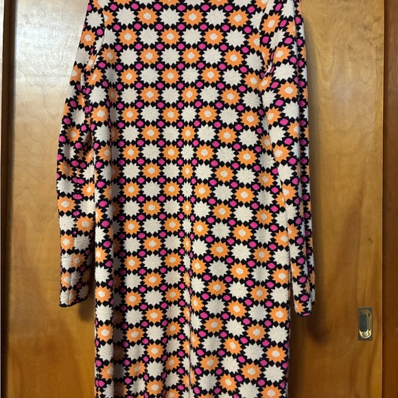 Anthropologie Maeve 70s Retro Medium Pink Orange and Black Knit Sweater Dress - Picture 4 of 11
